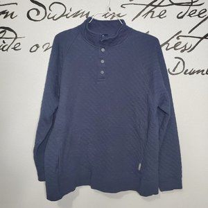 Eddie Bauer Mens Midweight Quarter Snap Mock Quilted Pullover | Navy, XL